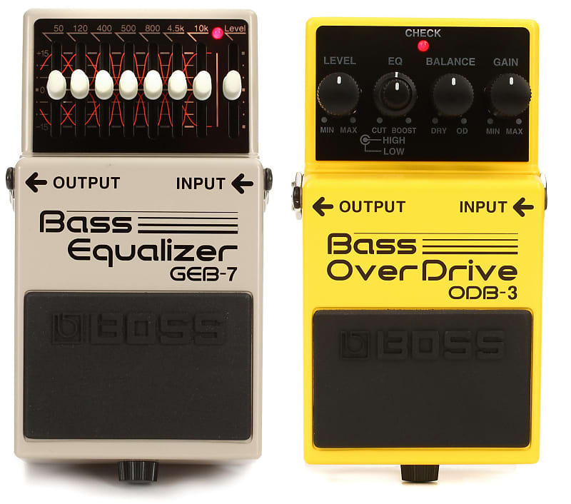 Boss GEB-7 7-band Bass EQ Pedal Bundle with Boss ODB-3 Bass Overdrive Pedal