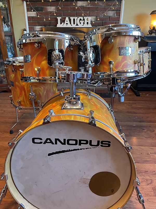 Canopus Drum Set Marmalade Swirl 20 10 12 14 and snare BIRCH Made in Japan  MIJ 5 drums