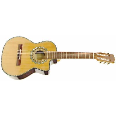 Paracho Elite Zapata Classical Requinto Acoustic Guitar, Natural image 2