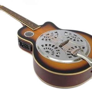 Unbranded RESONATOR GUITAR in HARD CASE Acoustic-Electric Steel Pan SAPELE Bluegrass Blues 2022 Sunb image 2