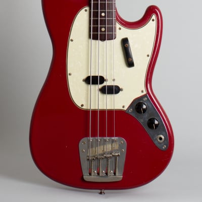 Fender  Mustang Bass Solid Body Electric Bass Guitar (1966), ser. #181321, black tolex hard shell case. image 3