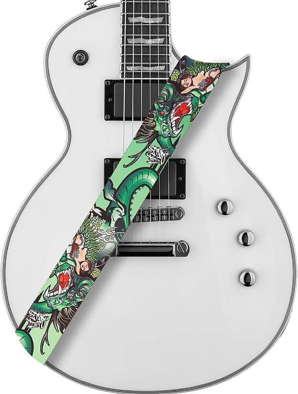 Dragon Girl Guitar Strap Green Polyester Cotton for Acoustic, | Reverb