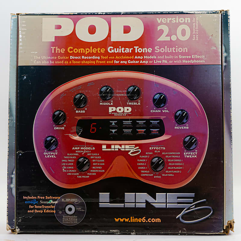 Line 6 POD 2.0 Guitar Direct Box Multi-Effects Processor with Box + Power  Supply