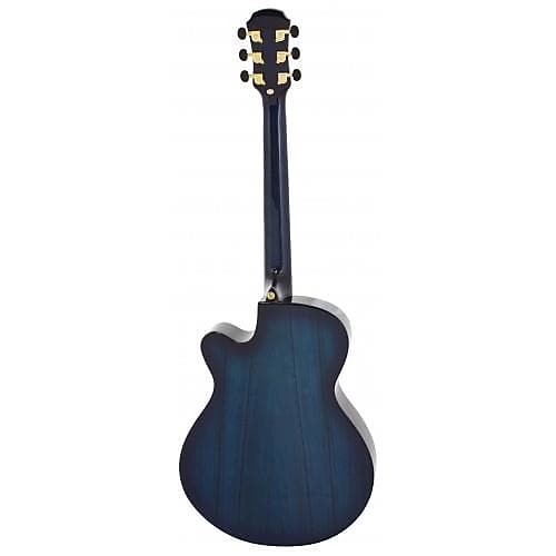 Kona K2TBL Thin Body Acoustic Electric Guitar, Transparent Blue