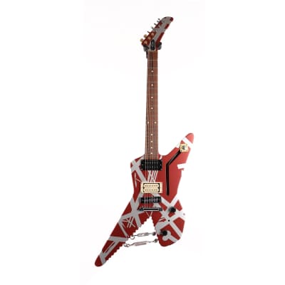 EVH Striped Series Shark Burgundy with Silver Stripes image 2