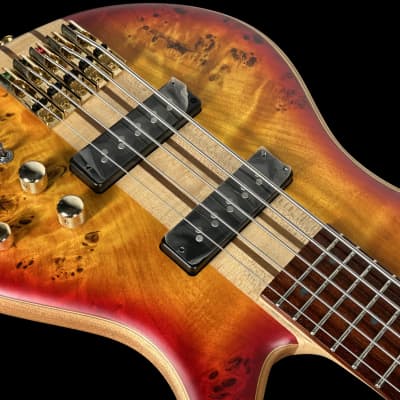 2021 Jackson Pro Series SBP V Spectra Burl Top 5-String Bass ~ Transparent Cherry Burst image 5