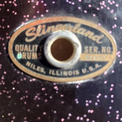 Slingerland  22” Bass Drum  1960s - Rare Black Sparkle Pearl Wrap image 9