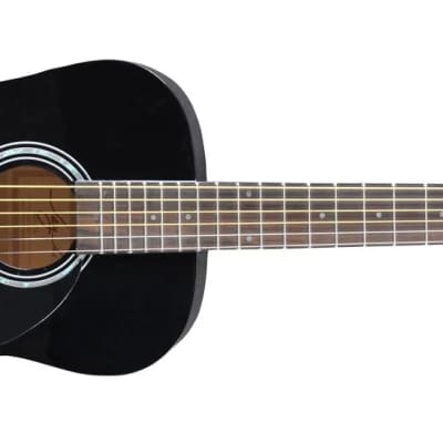 Jay Turser JJ43 Acoustic Guitar Starter Pack w/ Tuner, DVD, Strap, Picks & Bag - Black Finish for sale
