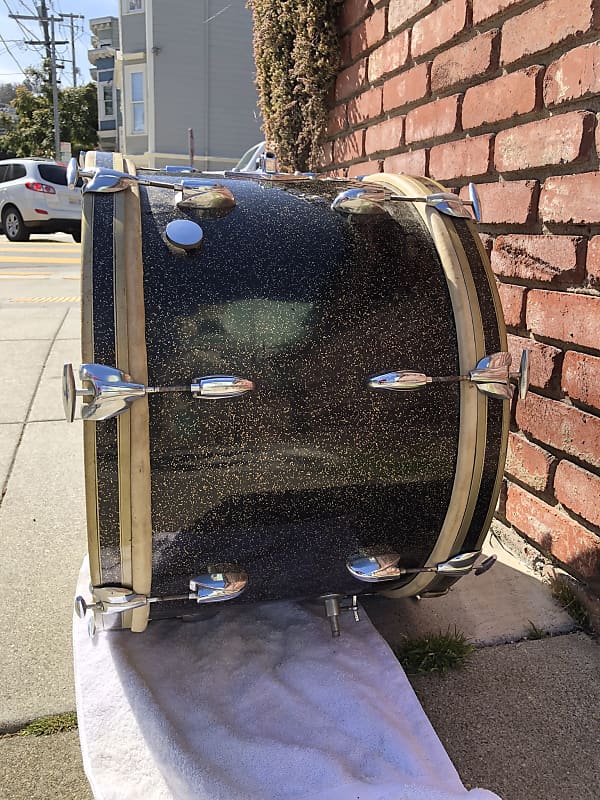Ultra-rare Gretsch Bass Drum  Anniversary Black Sparkle 1958  22” image 1