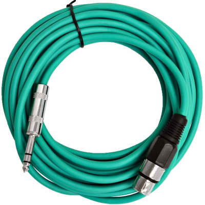 SEISMIC AUDIO - 25 Ft Green XLR Female to 1/4" TRS Patch Cable Snake Cords - NEW image 1