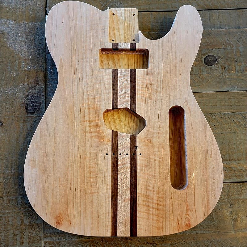 Telecaster-Style Guitar Body, Maple and Walnut Top, Ash Back, P90/S image 1