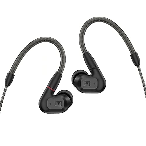 Sennheiser IE 200 in-Ear Audiophile Headphones - TrueResponse Transducers for Neutral Sound, Impactful Bass, Detachable Braided Cable with Flexible Ear Hooks - Black  			