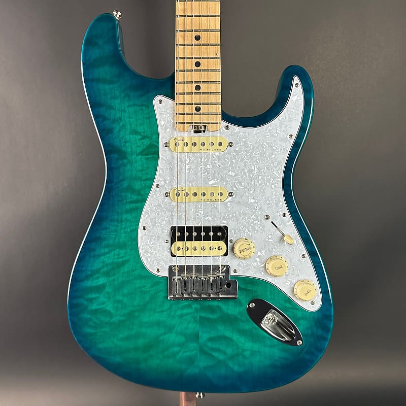 Used 2018 Fender American Elite Strat HSS Shawbucker QMT Aqua Marine Metallic w/Case TSU20642 image 1