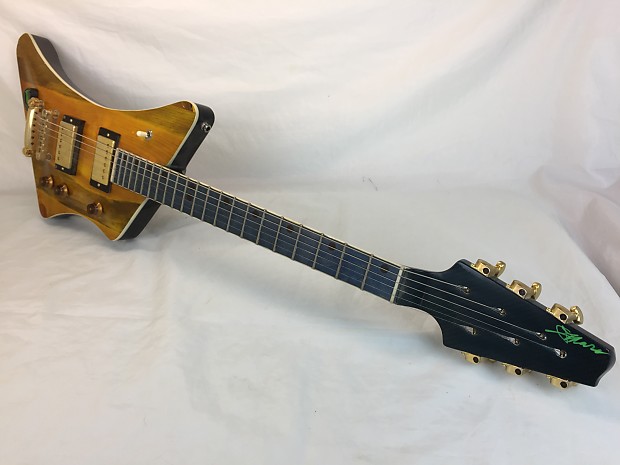 Galaxy Mara Handmade Custom Duhb Beetle Denim Pine Neck-Thru-Body Guitar 2014 Yellow/Blue image 1
