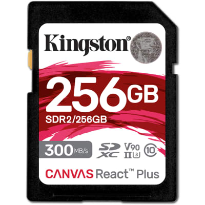 Kingston 256 GB Canvas React Plus UHS-II U3 V90 SDHC Full HD/4K/8K image 1