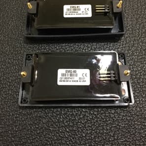 EMG 81 & 60 Pickup Set Pickup Rings and All Electronics | Black w/ Gold Mounting Hardware image 2