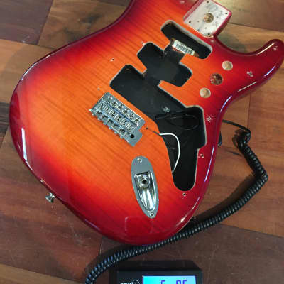 Fender Flame Maple Top Cherry Sunburst Strat Stratocaster Alder Body Bridge Hdw for sale