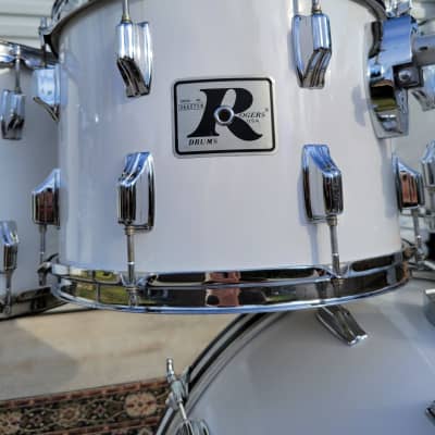 Vintage 1976 Rogers Big R Londoner 5 PC Drum Shell Pack 13/14/15/18/24 - New England White (147-1) image 3