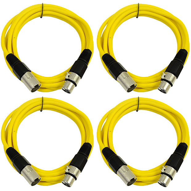 Seismic Audio SAXLX-10-4YELLOW XLR Male to XLR Female Patch Cables - 10' (4-Pack) image 1