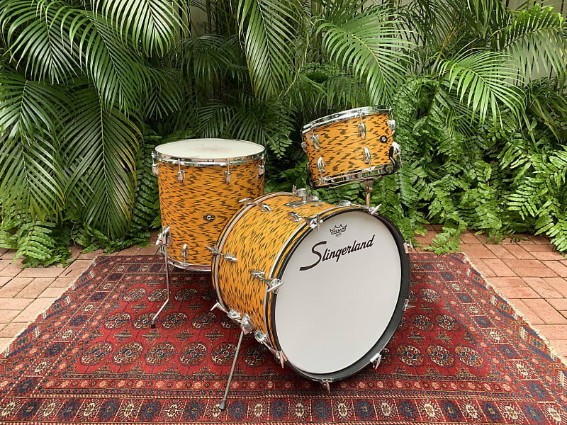 1962-1970 Slingerland 20/16/12 yellow tiger pearl vintage drums image 1