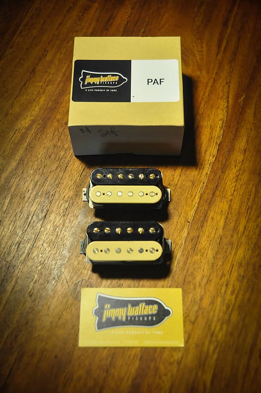 Very Rare Used Jimmy Wallace PAF Pickups-Zebra with Gold Screws/Poles 2018  Zebra | Reverb