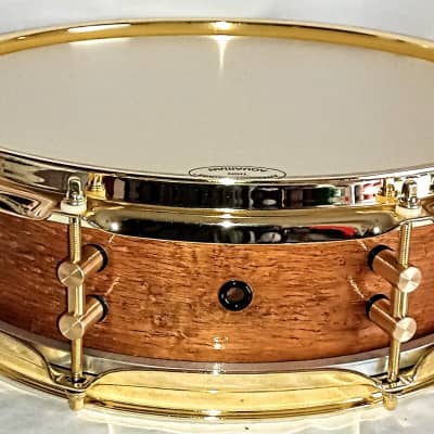 Unmarked ANTIQUE SNARE DRUM SHELL W/ RINGS 14 X 3&15/16"- FREE SHIP TO CUSA! Late 1920's to Early 40's - 1 ply Steambent Mahogany w/ Maple Rings & Bird's Eye Veneer image 2