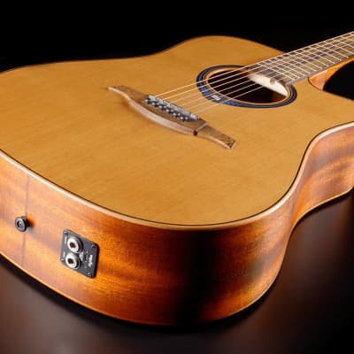 Lag Tramontane THV10DCE-LB | Dreadnought Cutaway Acoustic Electric Guitar with Hyvibe, Solid Cedar Top. New with Full Warranty! image 9