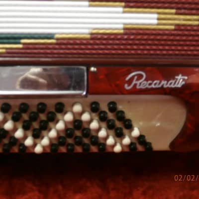 Vintage G. Cavalli 120 bass piano accordion 1970-1980 red and cream marble image 23