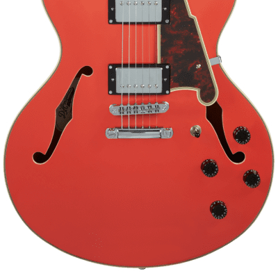D'Angelico Premier DC Semi-Hollow Double Cutaway Fiesta Red, Stop-Bar Tailpiece, Fiesta Red image 2