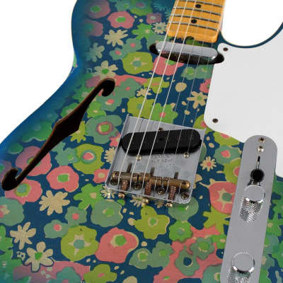 Fender Custom Shop LTD Double Esquire Thinline Custom Relic, Blue Flower image 3