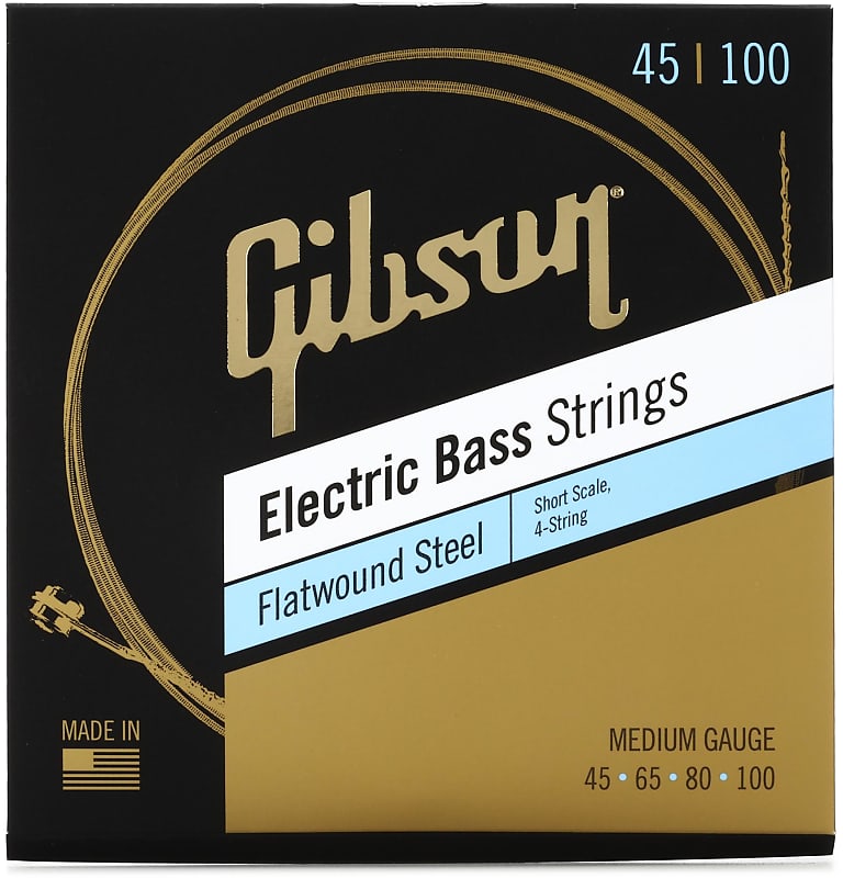 Gibson Accessories SBG-FWSSM Flatwound Electric Bass Guitar Strings - .045-.100 Medium Short Scale image 1