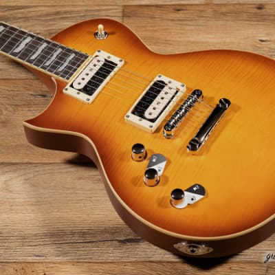 ESP LTD Deluxe EC-1000T LH Left-Handed Flame Top Guitar – Honey Burst Satin image 8