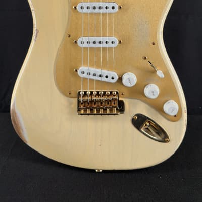 2022 Fender Custom Shop Limited Edition 55 Bone-Tone Strat in Aged Honey Blonde image 1