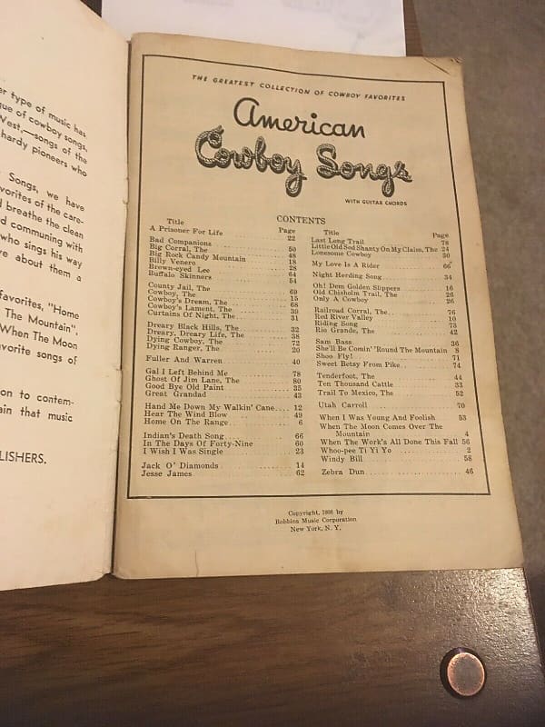 American Cowboy Songs With Guitar Chords 1936 Robbins Music Corp