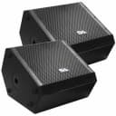 Pair of Compact 15 Inch 2-Way Coaxial Floor / Stage Monitors with Titanium Horns