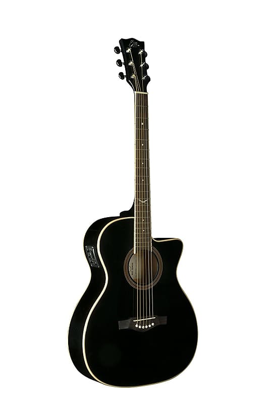 Eko Guitars 06217024 NXT Series Auditorium Cutaway Acoustic Electric Guitar Black image 1