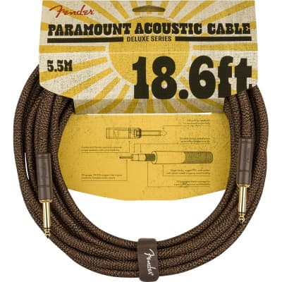 Fender Paramount Acoustic Instrument Cable, 5.6m/18.6ft, Brown for sale