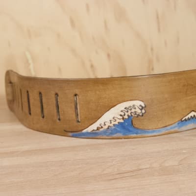 Guitar Strap - Leather in the Great Wave Pattern by Moxie & Oliver image 3