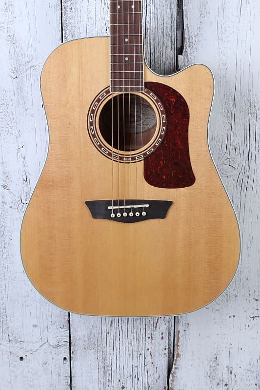 Washburn D10SCE Dreadnought Cutaway Acoustic Electric Guitar Solid Top Natural image 1