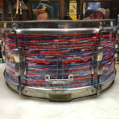 Ludwig WLF 6.5”x14” Snare Drum 1950’s Red Psychedelic Mod Fade image 3