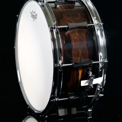 Pork Pie Percussion 6.5" x 14" 10-Ply Maple Snare Drum in Ziricote Gloss Finish image 3