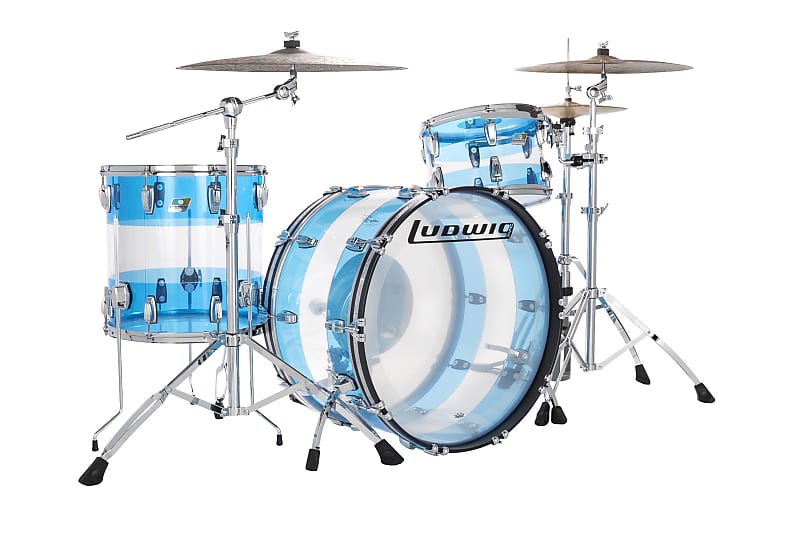 Ludwig Vistalite 50th Anniversary Blue/Clear/Blue Stripe Pro | Reverb