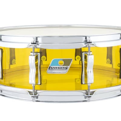 Ludwig Pre-Order Vistalite Yellow 5x14" Snare Drum with Bowtie Lugs | Acrylic | Made in the USA | Authorized Dealer image 1