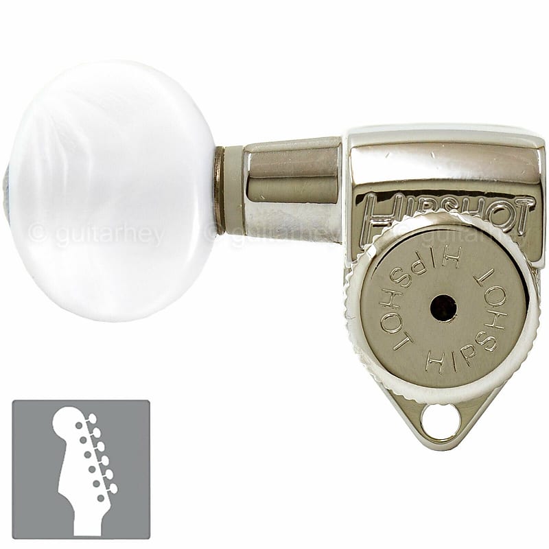 Hipshot LOCKING Tuners 6 in line Non-Staggered SMALL Pearl | Reverb