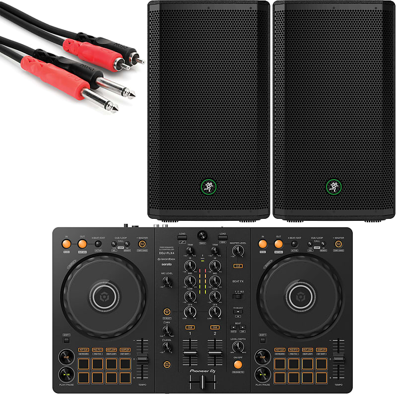 Pioneer DDJ-FLX4 DJ Controller w/ Mackie 12 PA Speakers u0026 Stereo  Interconnect Cable | Reverb