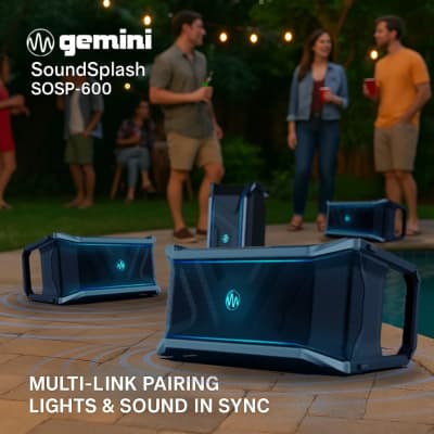 Gemini Sound SOSP-600 Floating Bluetooth Speaker – 300W Waterproof Party Sound with LED Lights, Multi-Speaker Sync, USB Play, 24hr Battery, Cup Holders & Bottle Opener – for Pool, Beach & Outdoor Fun image 5