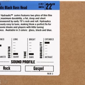 Evans Hydraulic Black Bass Drumhead - 22 inch image 4