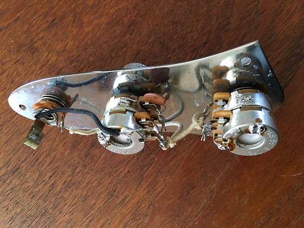 IKN Jazz Bass Wired Control Plate Set Chrome Plated Loaded Plate