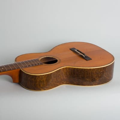 Concert Size Flat Top Acoustic Guitar, labeled Galiano,  c. 1925, black hard shell case. image 7