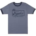 Fender Beer Label Men's T-Shirt Blue Ringer Tee Shirt Double Extra Large (XXL)